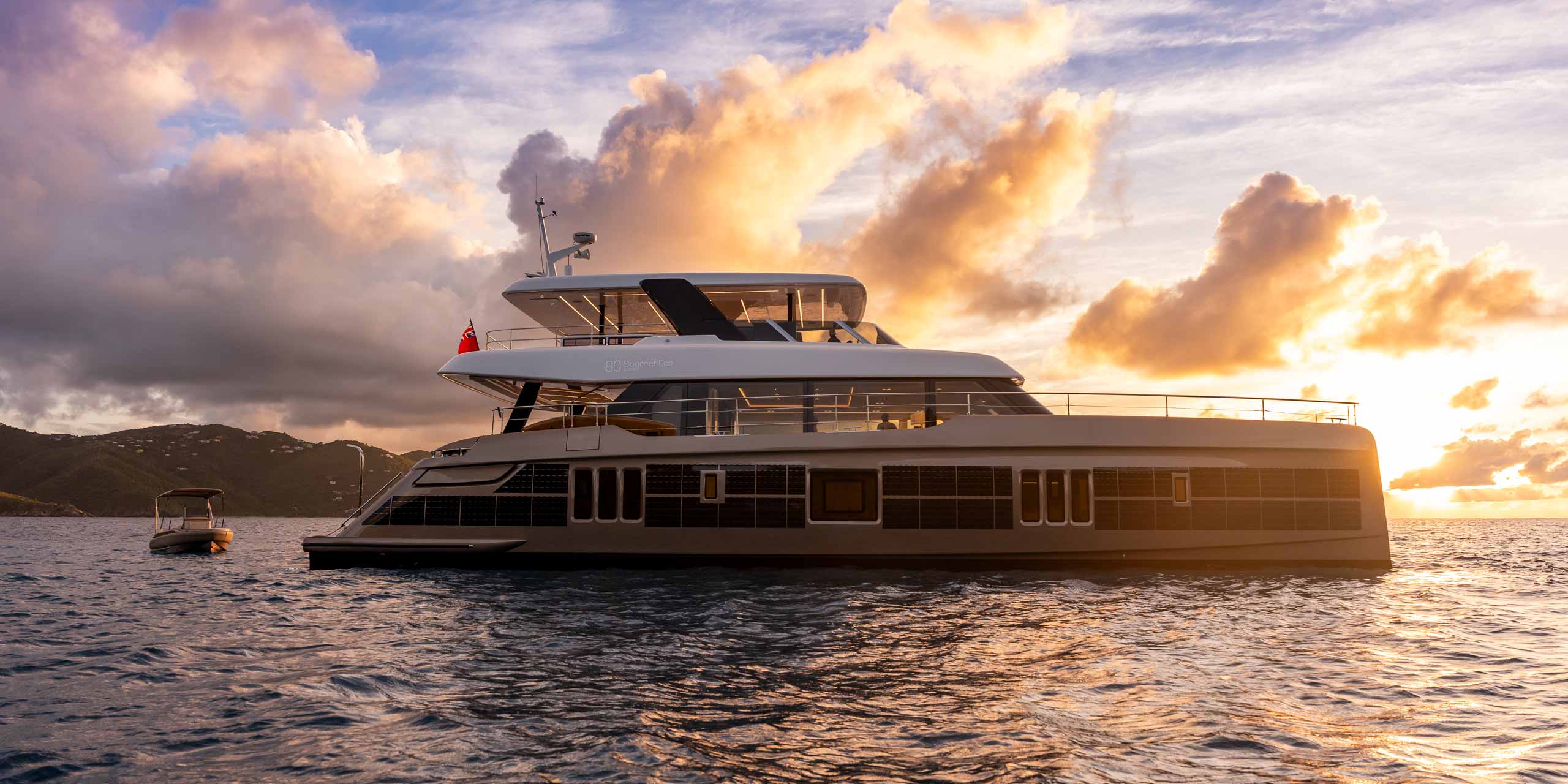 SOL moored in the BVI at sunset